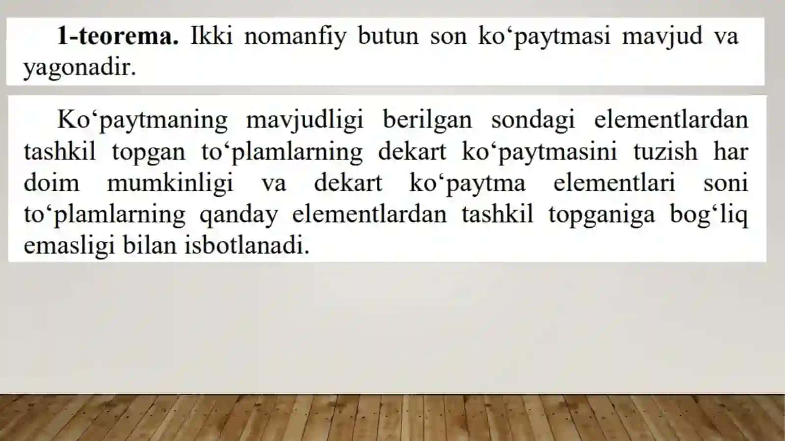 Ko‘paytma va bo’linmaning ta’rifi, uning mavjudligi va yagonaligi 4