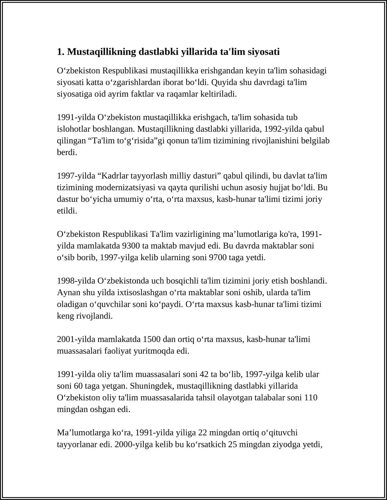 MUSTAQILLIKNING DASTLABKI YILLARIDA TA'LIM TIZIMI 4