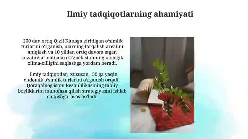 Qizil Kitobga kiritilgan oʻsimliklarni о‘rganish 4