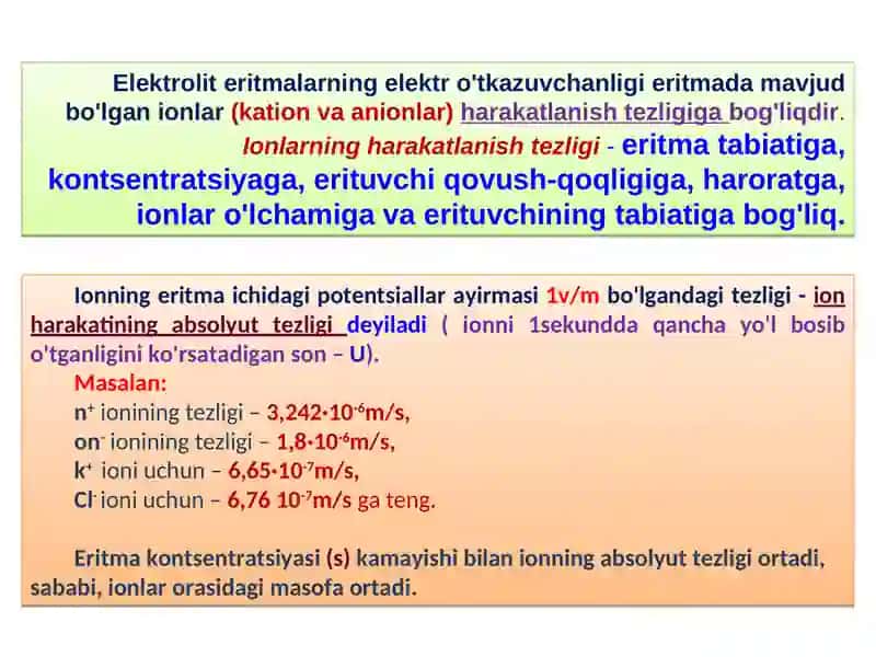 Solishtirma va ekvivalent elektro’tkazuvchanlik 4