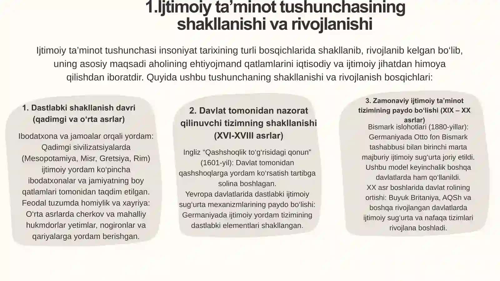 Ijtimoiy ta'minot tushunchasi, asosiy xususiyatlari 4