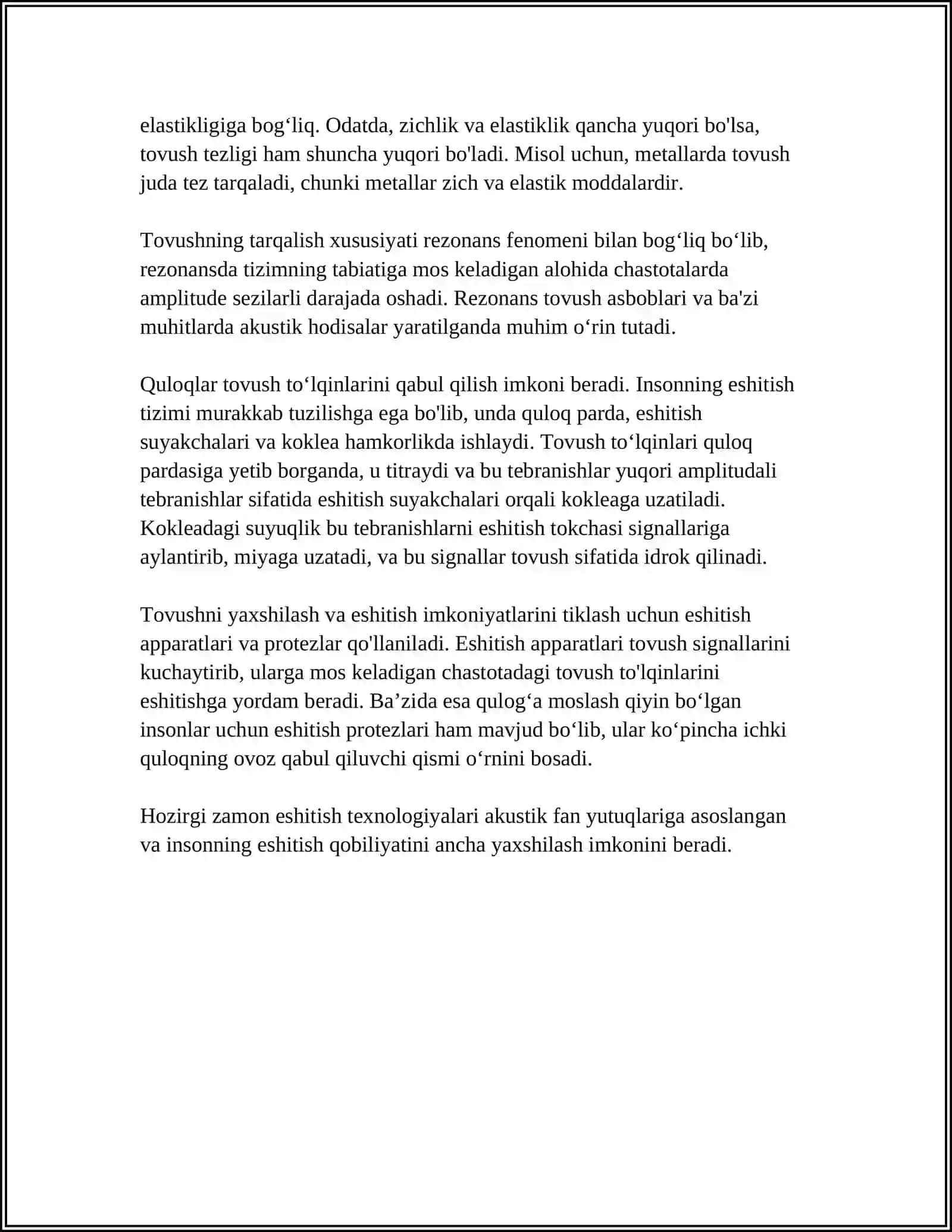 AKUSTIKA. TOVUSHNING FIZIK HUSUSIYATLARI REJA ESHTISH APPARATLARI VA PROTEZLAR 4