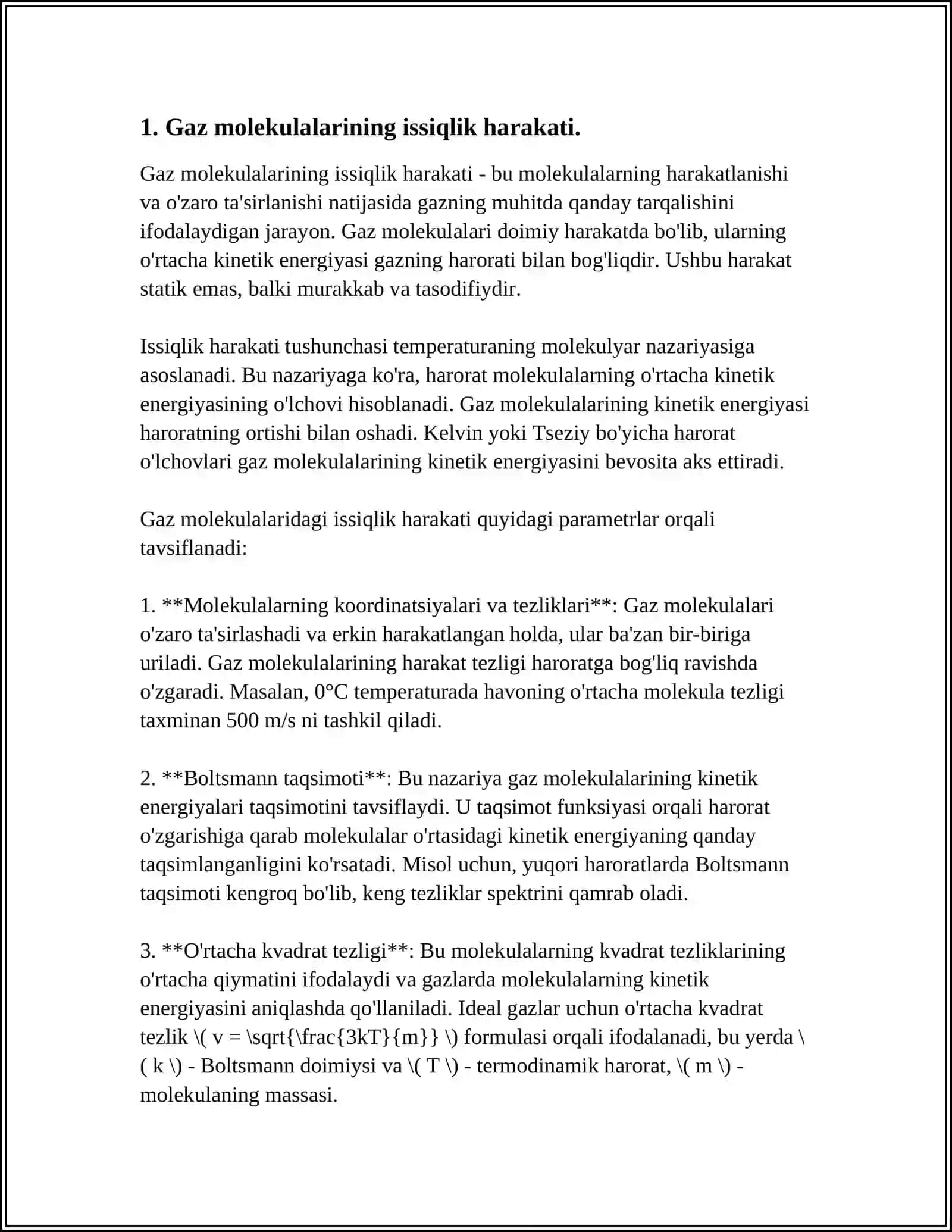 Gaz molekulalarining issiqlik harakati 4