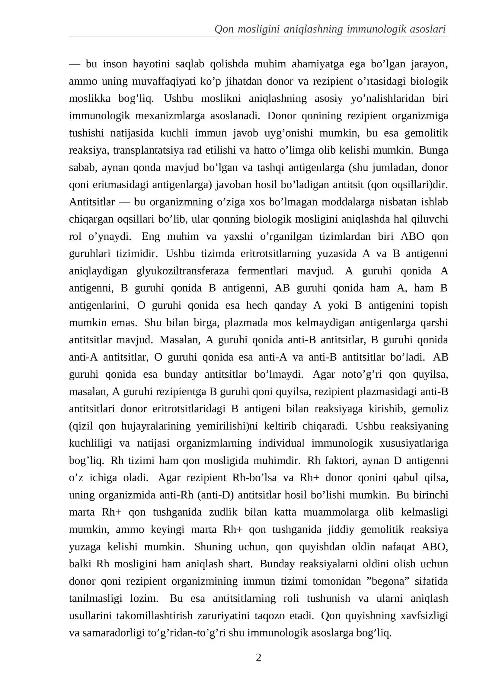 Qonning biologik mosligini aniqlash texnikasi 4