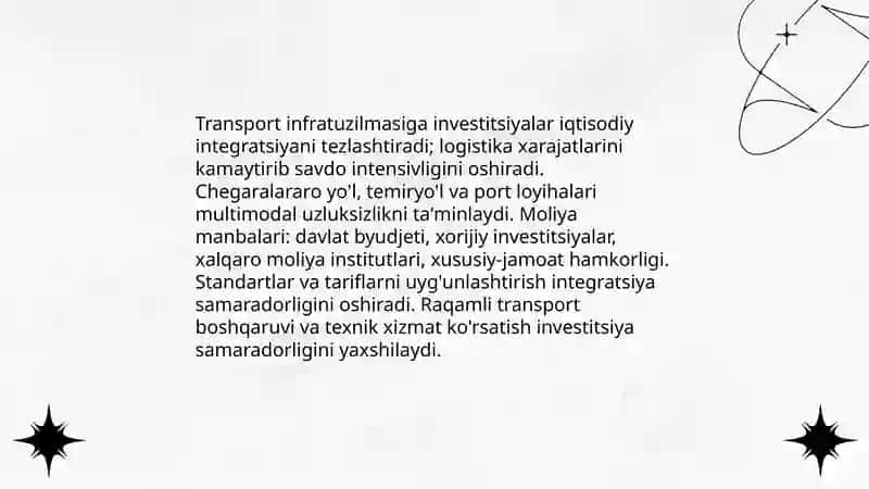 Transport sektori va iqtisodiy integratsiya jarayonlari 4
