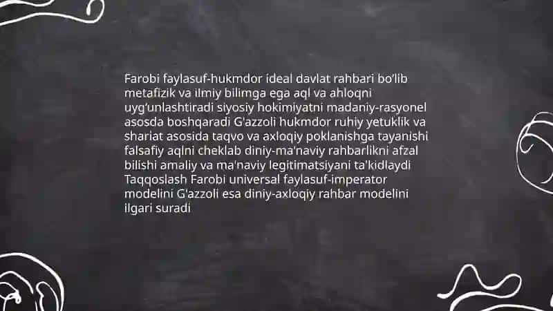 Forobiyning "Siyosat falsafasi"va G'azzoliyning"Kimyoi saodat" asarlari 4