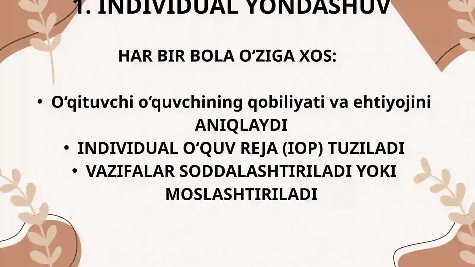 MAXSUS TA’LIMGA MUHTOJ BOLALARNI ODDIY MAKTABDA QO‘LLAB-QUVVATLASHNING QO‘SHIMCHA JIHATLARI 4