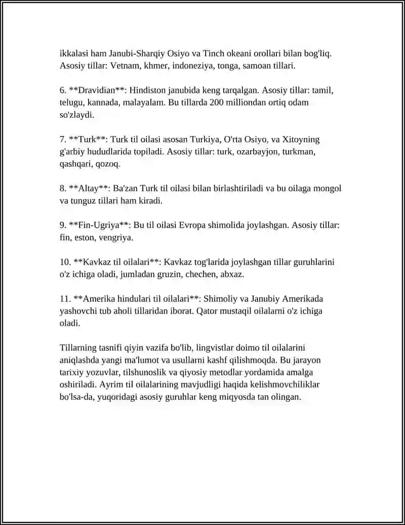 DUNYO TILLARI TASNIFI 4