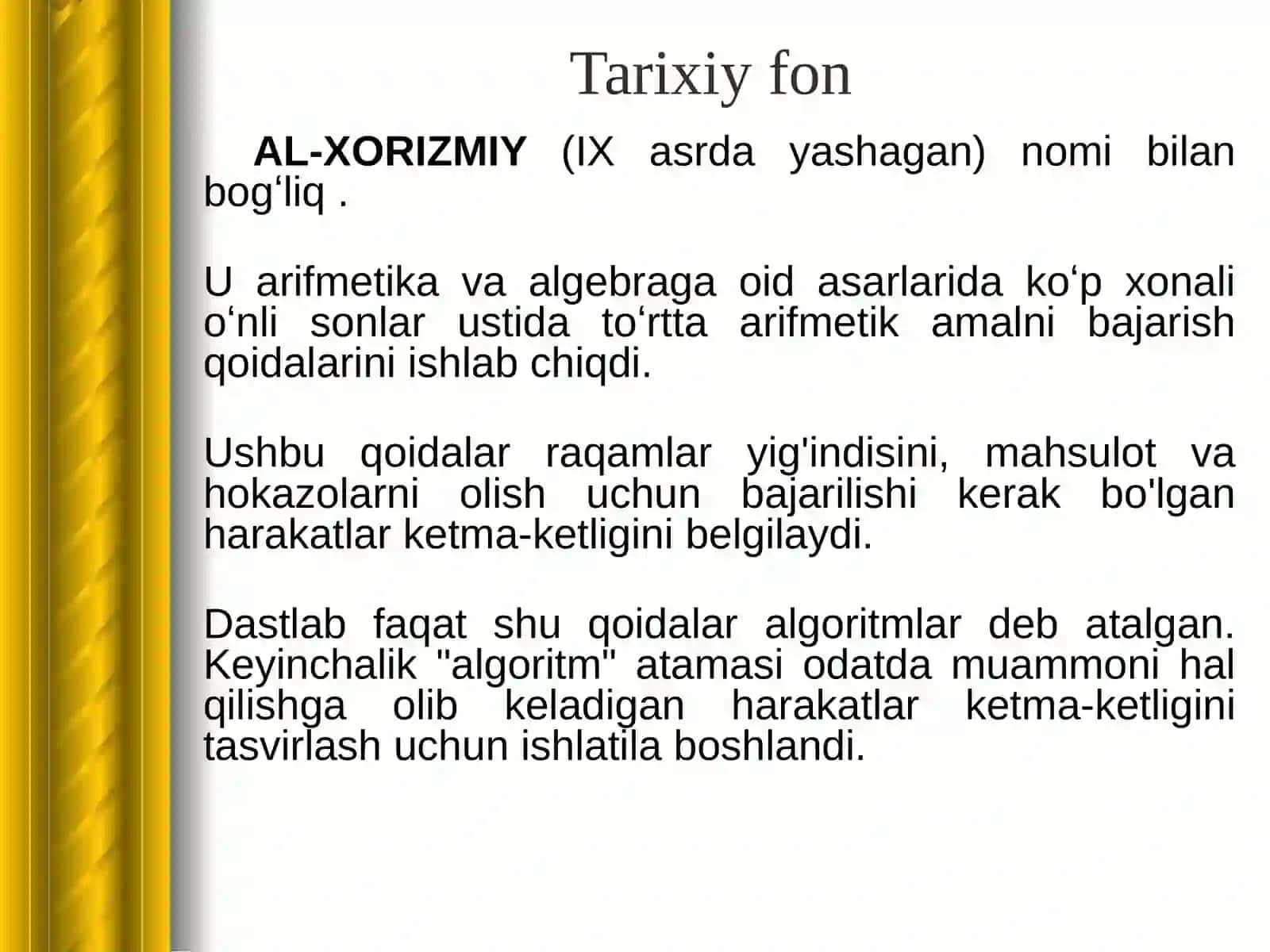 Axborot jarayonlarini algoritmlash va dasturlash 4