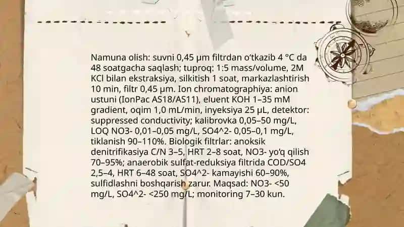 Tuproq va suvning ifloslanishida ion bog'lanishli ifloslovchi moddalarni aniqlash 4