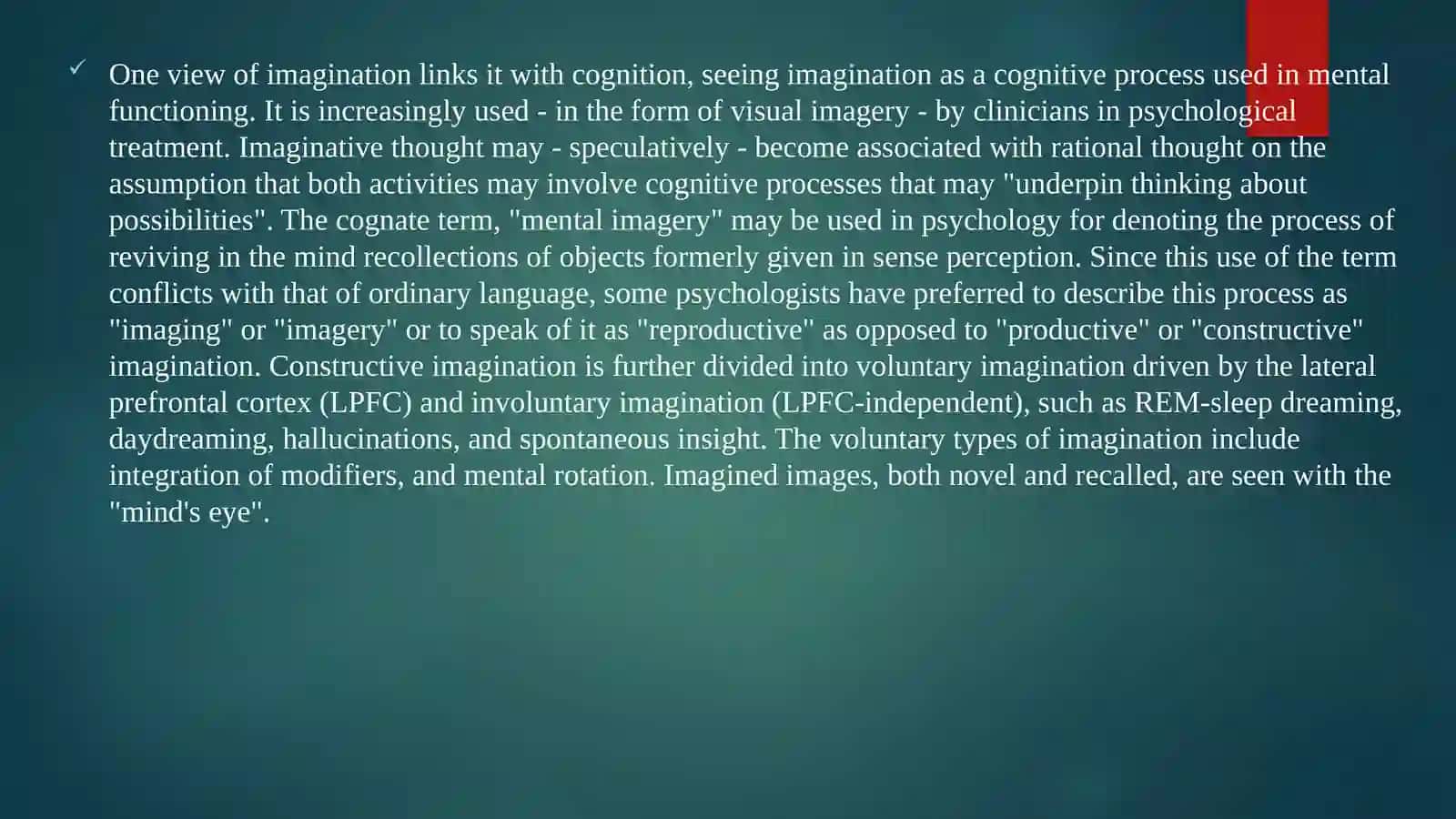 IMAGINATION DESCRIPTION AND PSYCHOLOGY 4