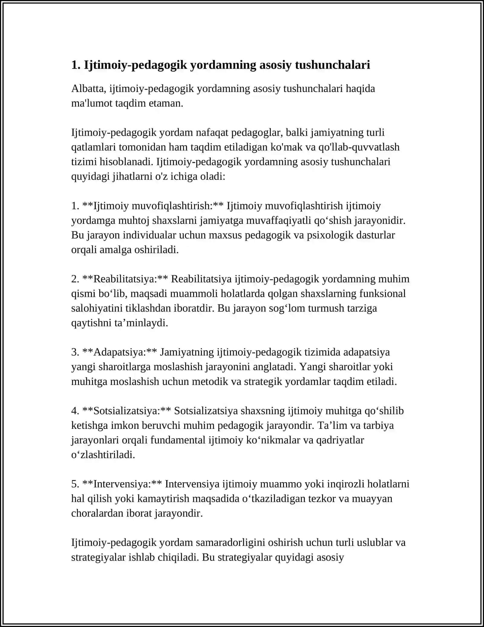 ALOHIDA YORDAMGA MUHTOJ BOLALARGA IJTIMOIY PEDOGOGIK YORDAM ETISHNING SHAKL,METOD,VOSITALARI 4