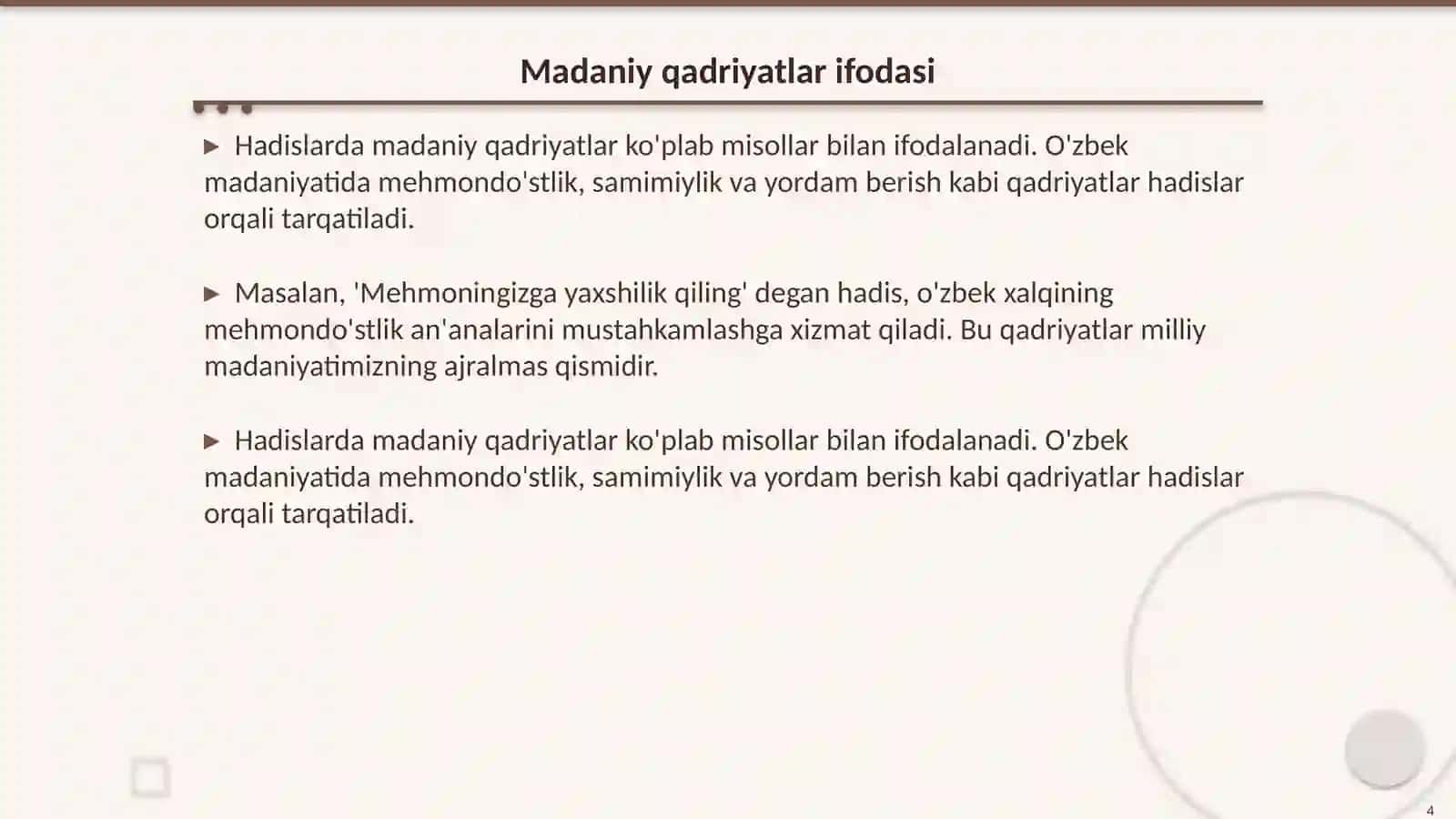 Hadislarda milliy va diniy qadriyatlarning aks etishi 4