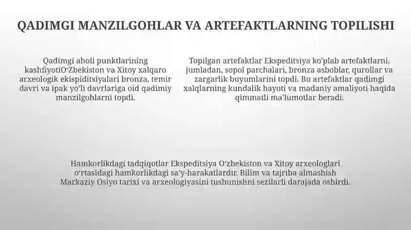 O‘Zbekiston Va Xitoy Xalqaro Arxeologik Ekispiditsiyalari 4