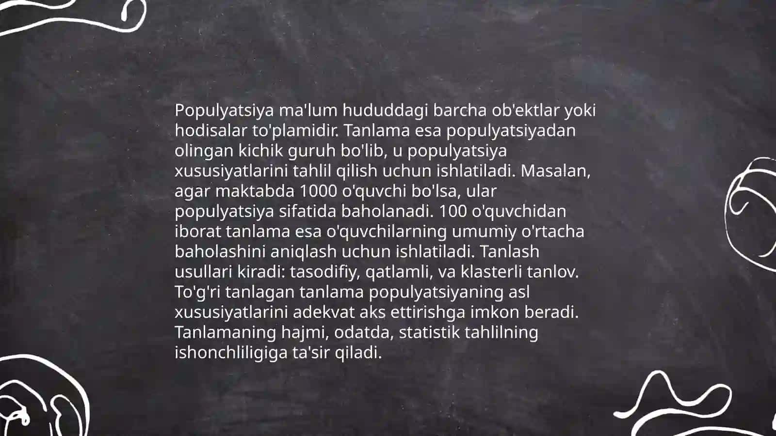 Statistik tushunchalarning asosiy tushunchalari 4