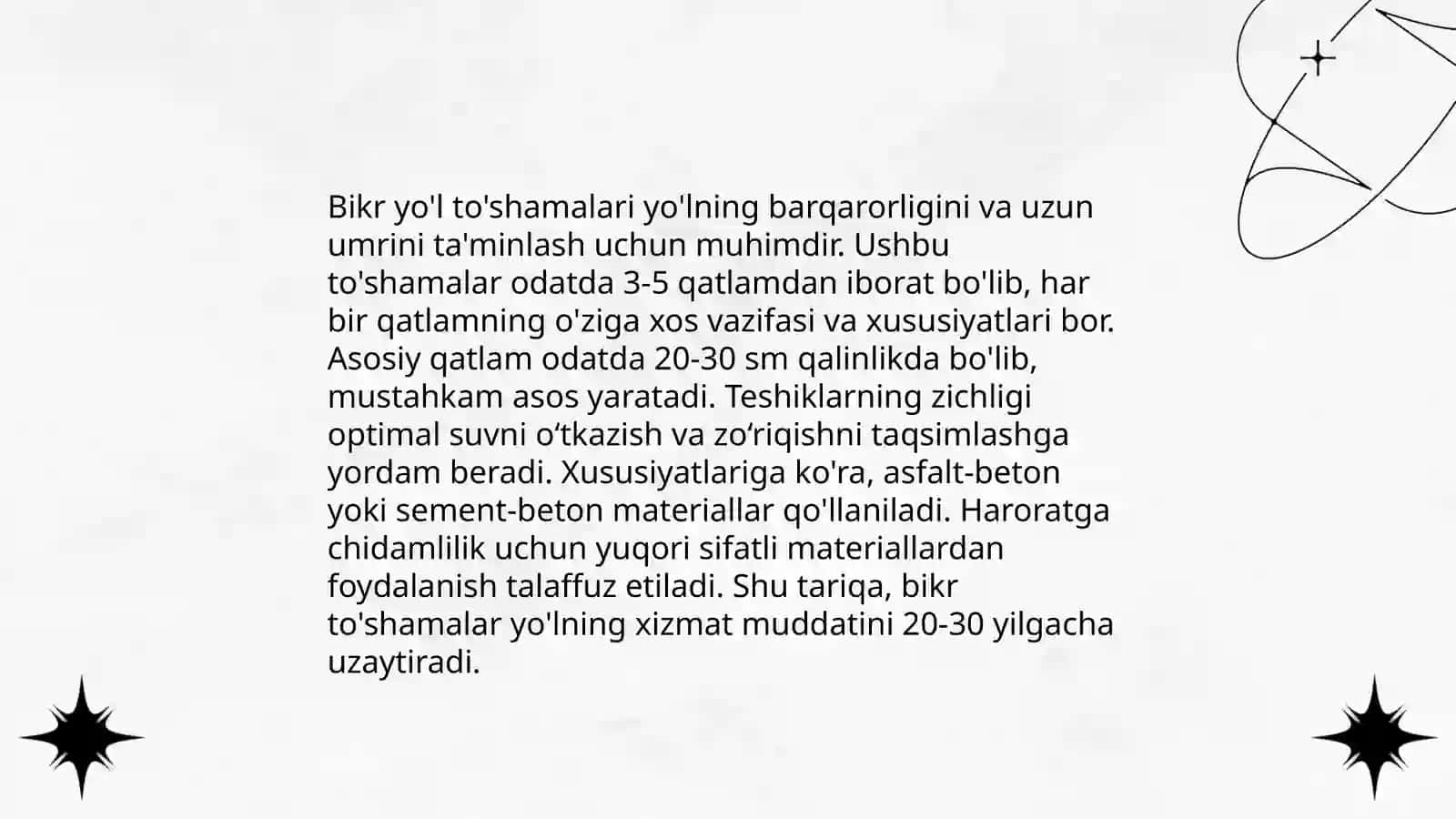 Bikr yo'l to'shamalarini loyihalash 4