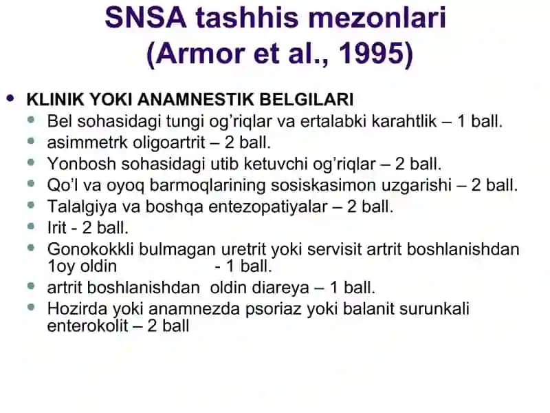 Seronegativ spondiloartritlar (SNSA) 4
