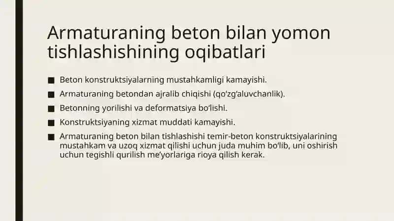 Armuturani beton bilan tishlashishi 4