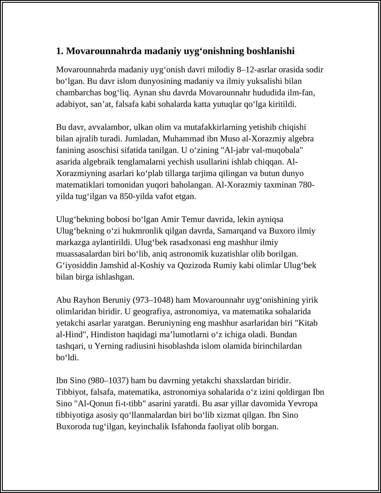 Movarounnahrda madaniy uygʻonishning boshlanishi 4