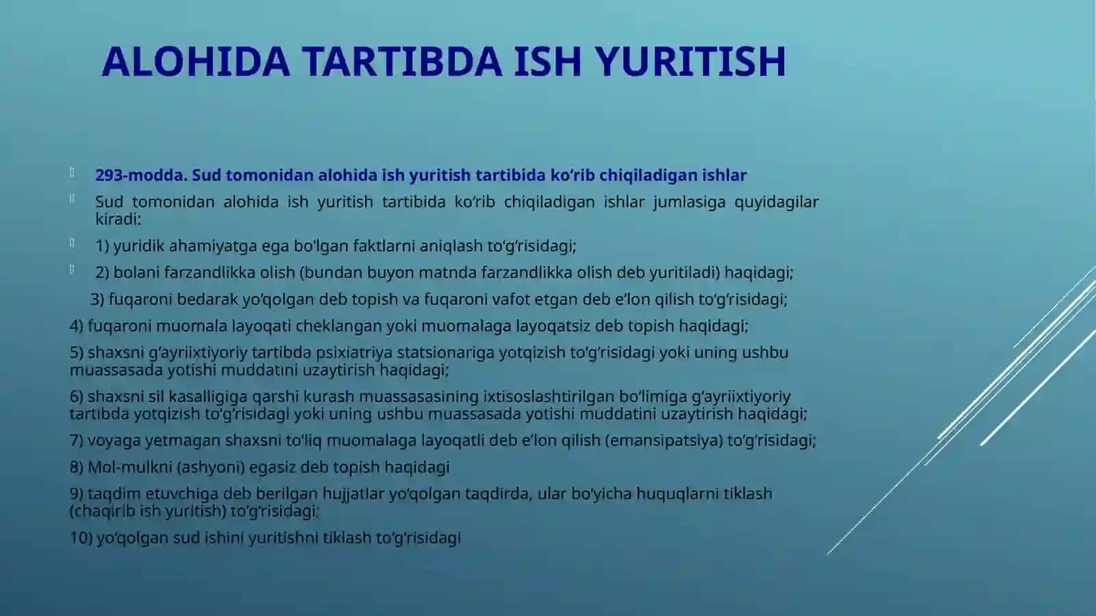 Fuqorolik sud ishlarini yuritish turlari 4
