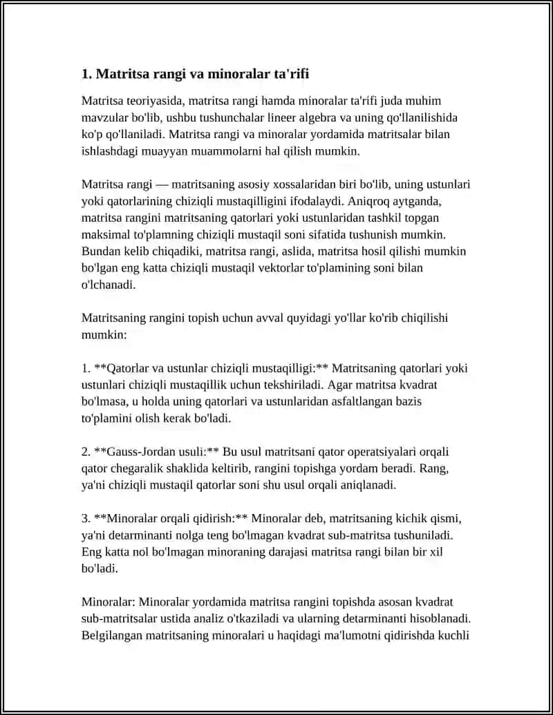 MATRITSA RANGINI MINORALAR YORDAMIDA TOPISH USULLARI 4