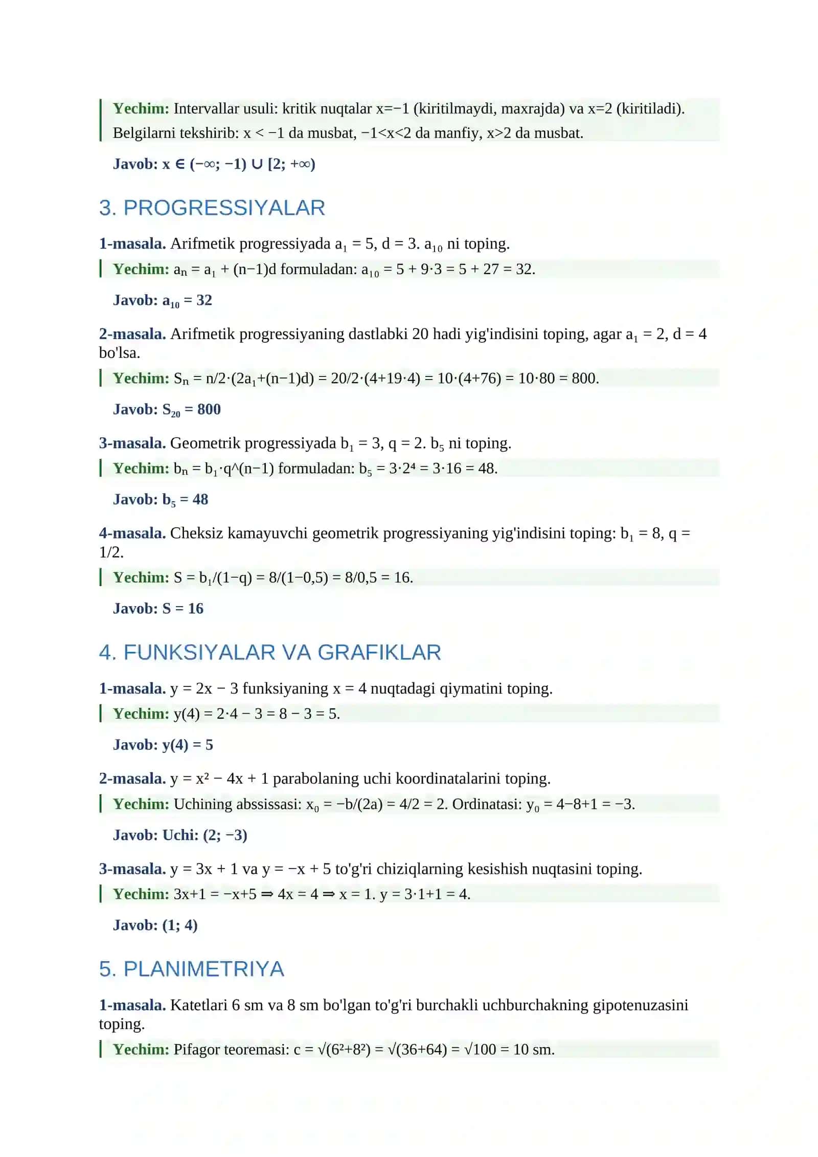 MATEMATIKA MASALALAR BANKI 4