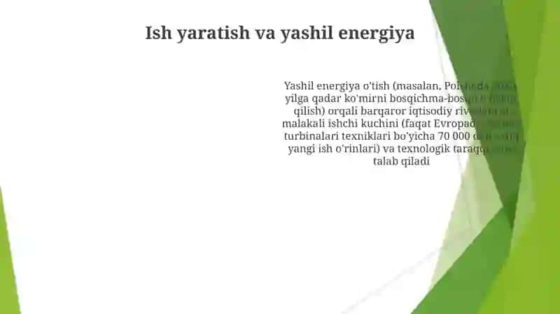 Yashil energetika barqaror iqtisodiy rivojlanish 4