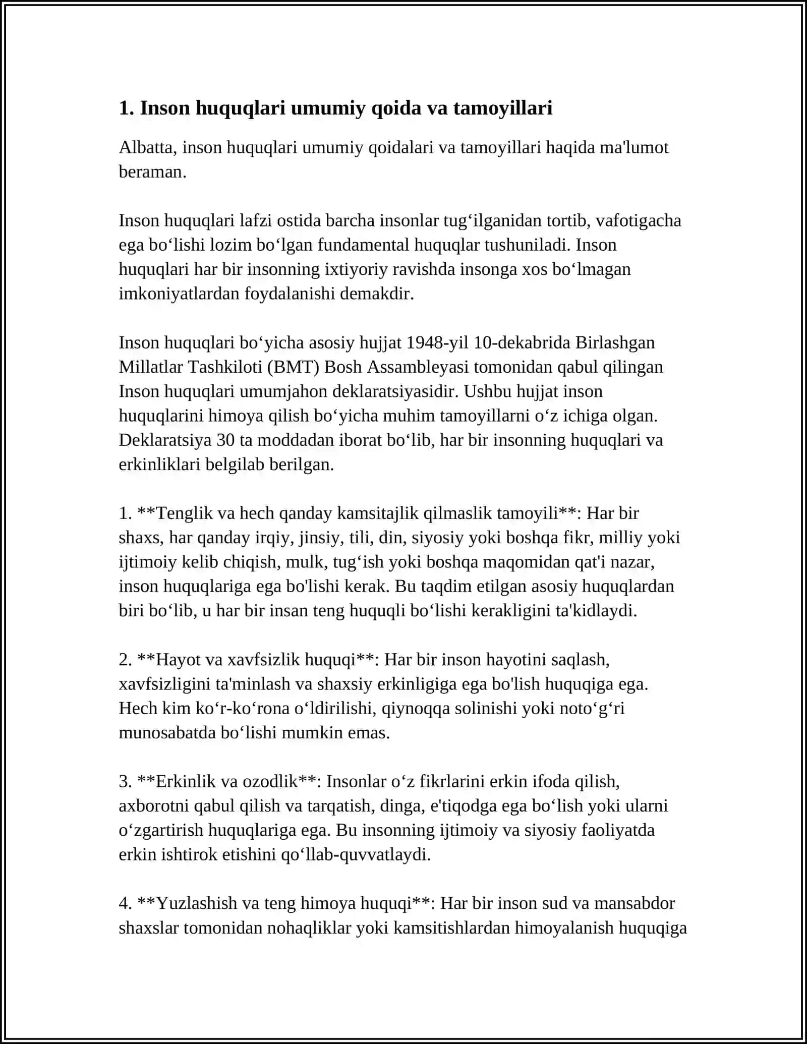 OʻZBEKISTONDA INSON HUQUQLARI VA ERKINLIKLARI KAFOLATLARNING YARATILISHI 4