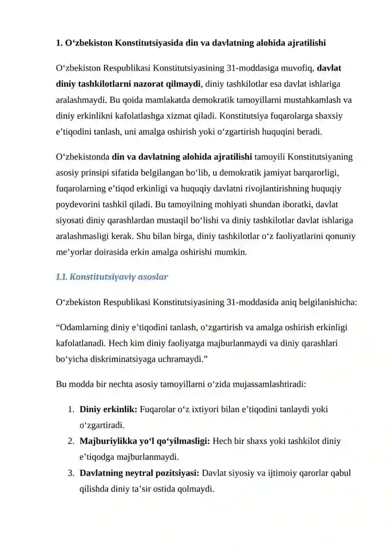 Oʻzbekistonda din va davlat munosabatlarining huquqiy asoslari 4