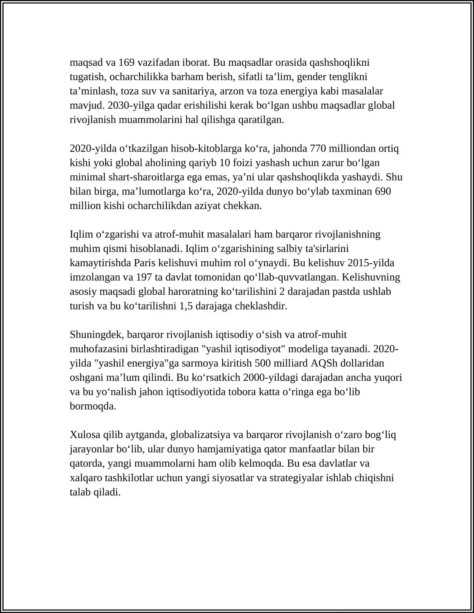 BARQAROR TAROQIYOTINI TA‘MINLASHDA GLOBALLASHUVNING IJOBIY VA SALBIY YONALISHLARI 4