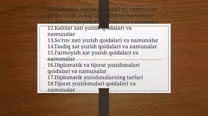 Xizmatyozishmalariga quyiladigan talablar 4