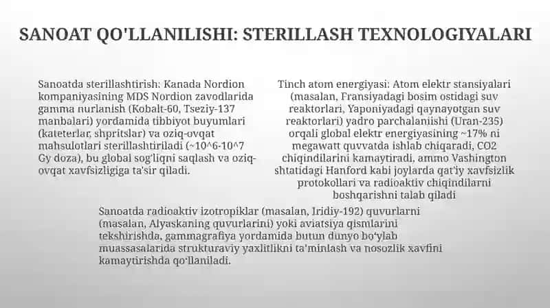Yadro energiyasidan tinchlik maqsadlarida foydalanish 4