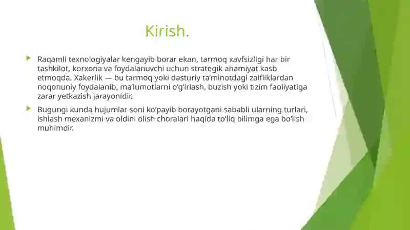 Tarmoqda xakerlik va etiborga loyiq hujum turlari 4