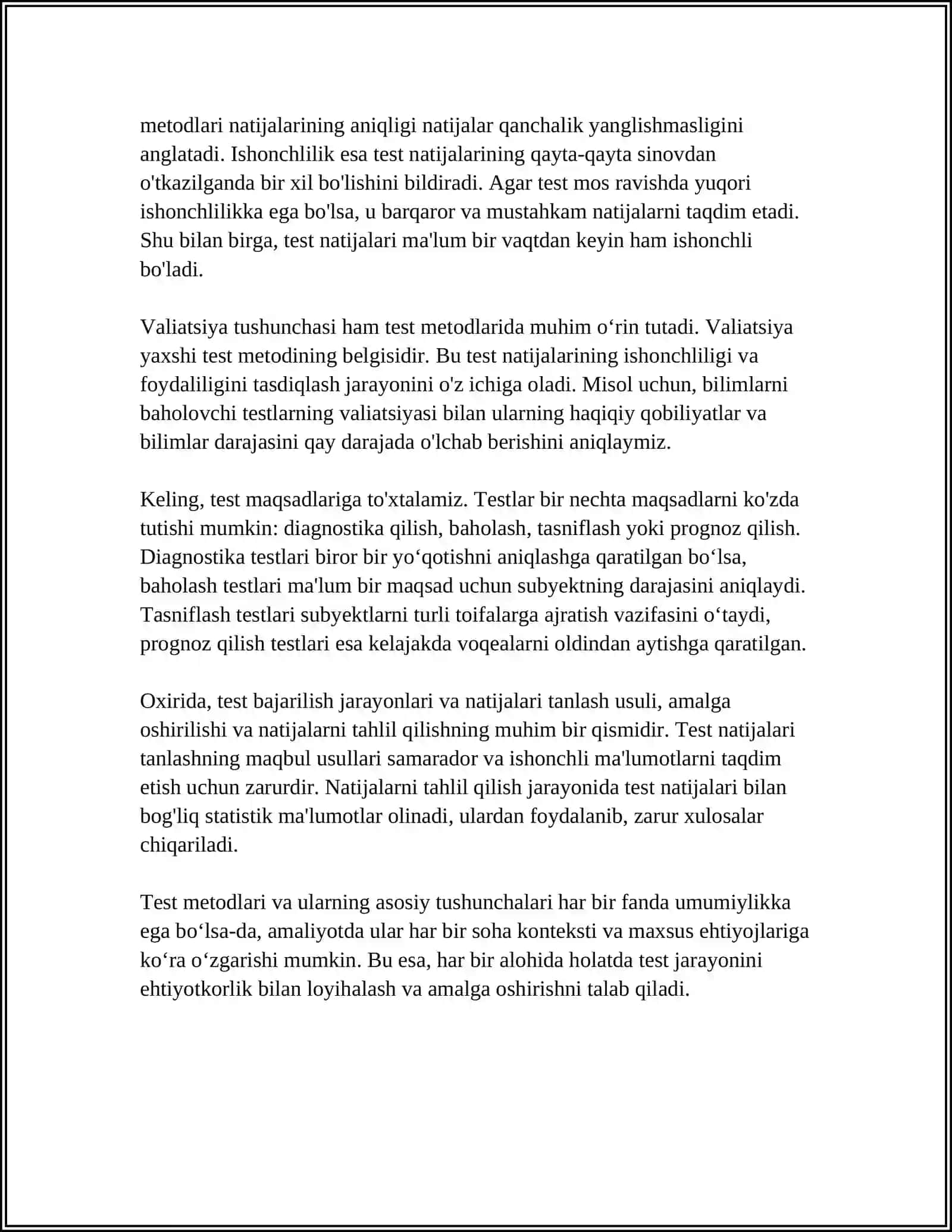 ZAMONAVIY PSIXOLOGIYA TARMOQLARIDA TADQIQOT METODLARINI QÔLLANILISHI:TEST METODI 4