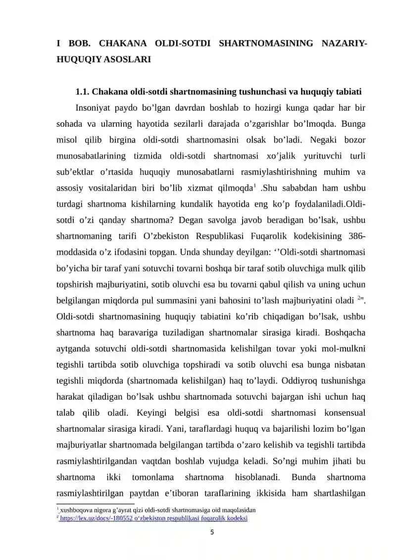 CHAKANA OLDI-SOTDI SHARTNOMASINING FUQAROLIK-HUQUQIY XUSUSIYATLARI 4
