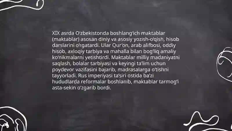 XIX asrda O'zbekistonda ta'lim tizimi 4