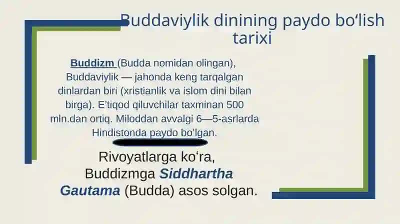 Buddaviylikdinining Paydobo‘l Ish Tarixi 4
