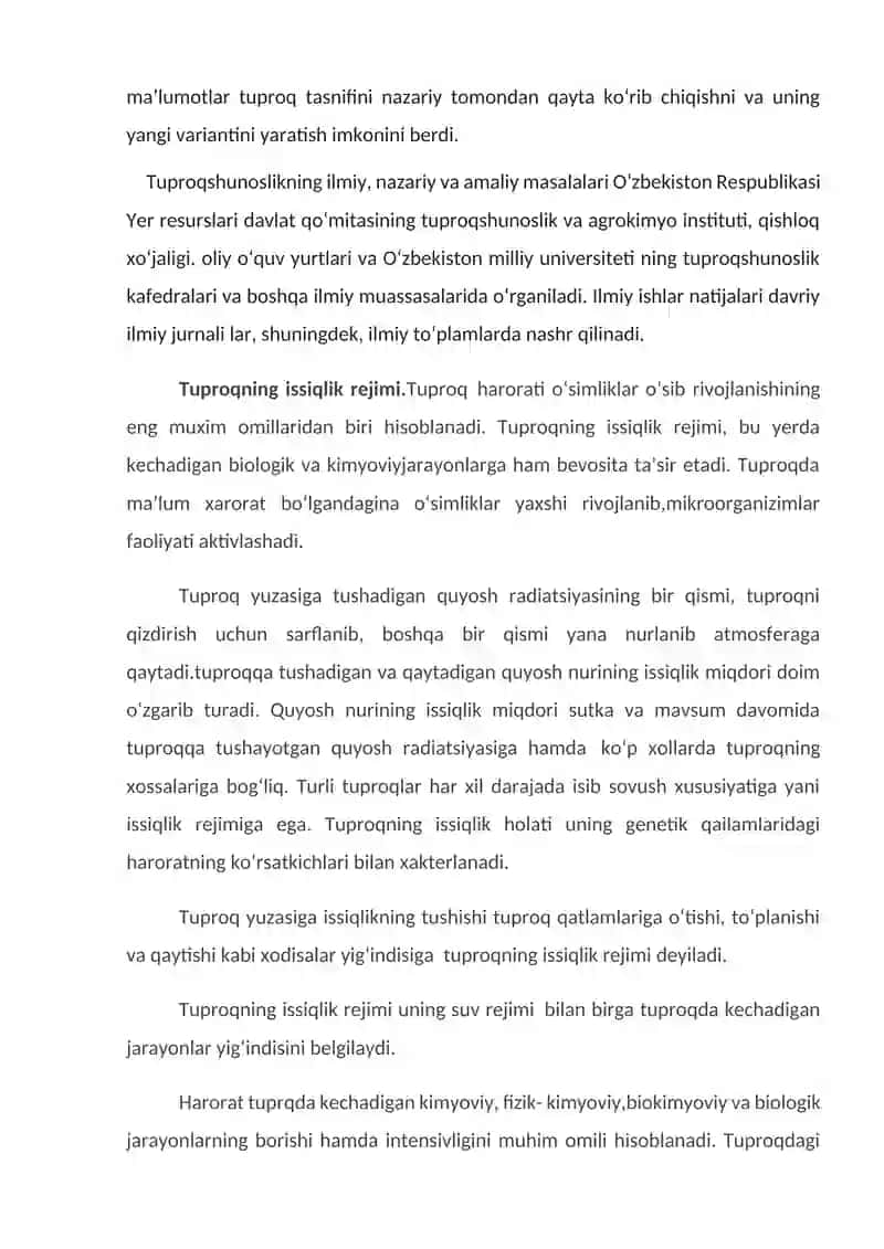 Tuproqning issiqlik xossalari 4