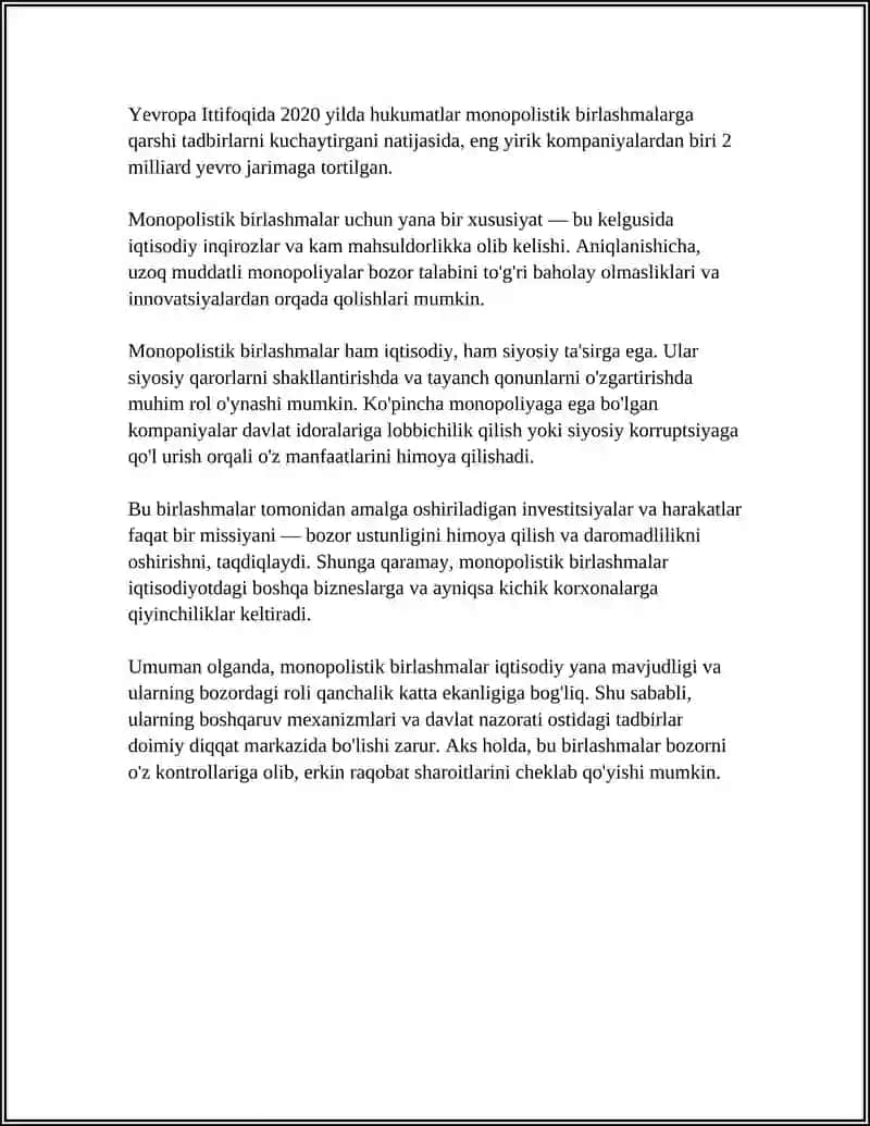 Monopolistik birlashmalar 4