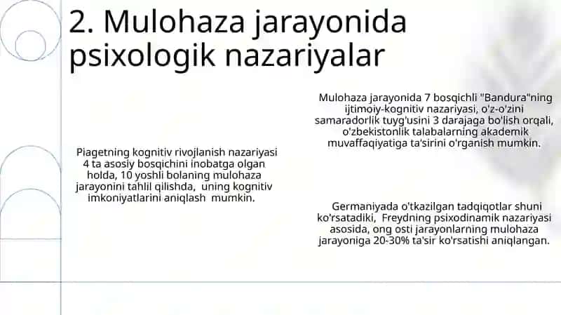 Tafakkur borasida psixologik nazariyalar 4