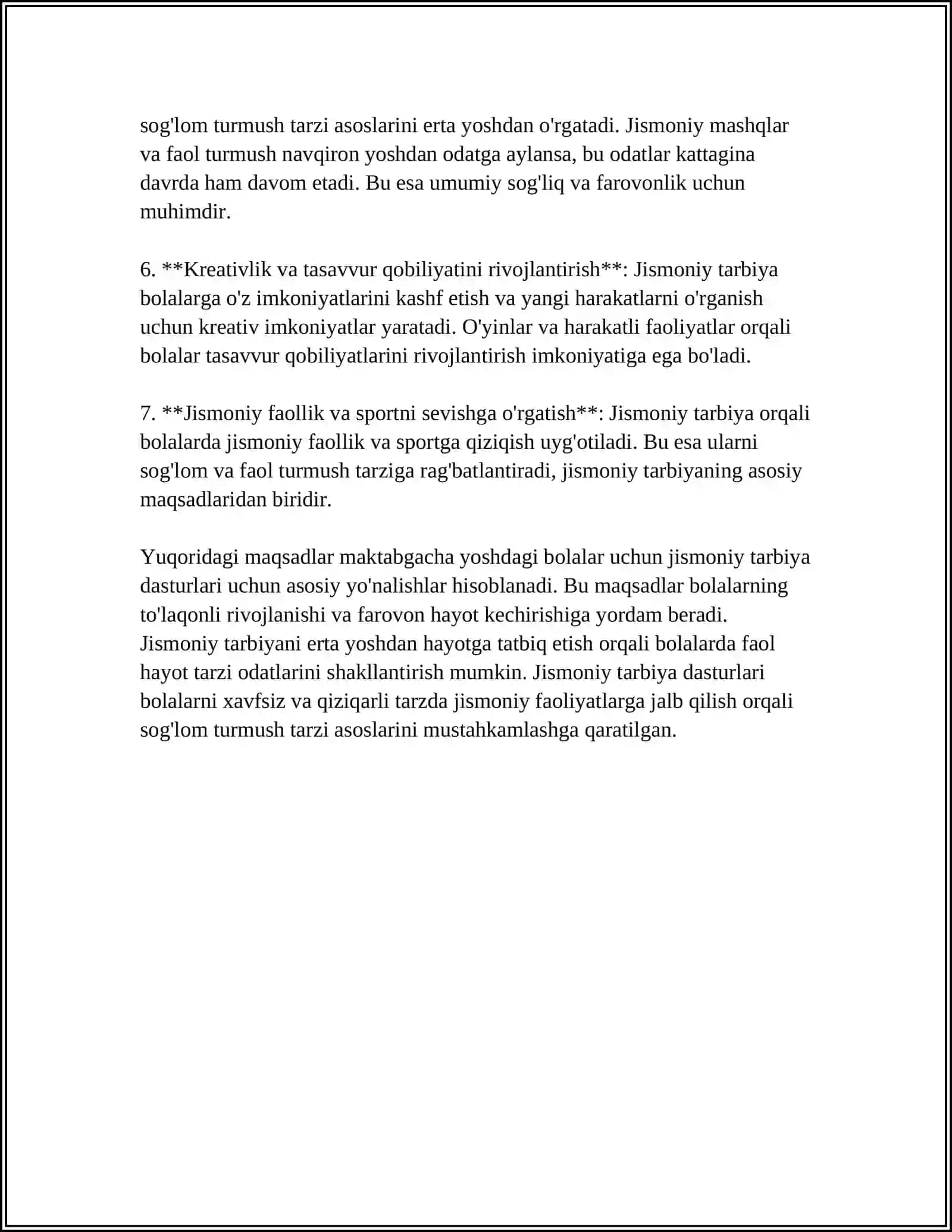 MAKTABGACHA TAʼLIM TASHKILOTLARIDA JISMONIY TARBIYA USULLARI. MAKTABGACHA YOSHDAGI BOLALAR JISMONIY TARBIYASINING VAZIFALARI 4