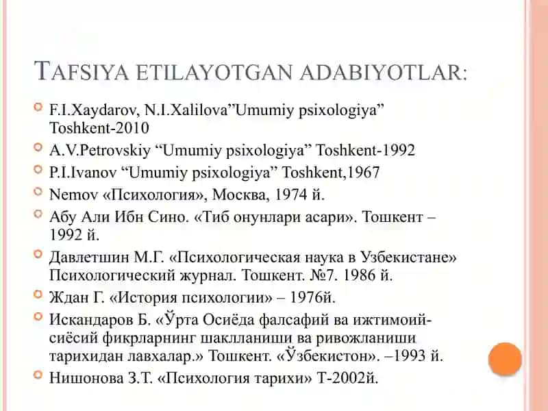 Psixologiya tarixi fanining predmeti va vazifalari 4