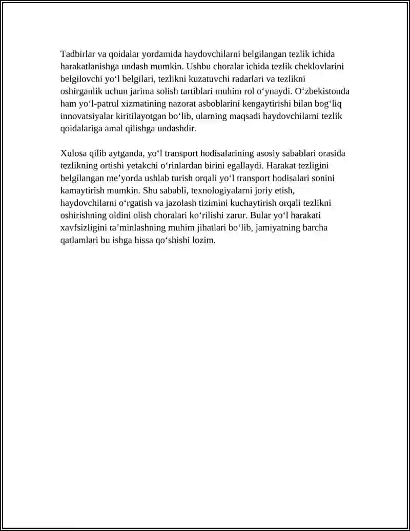 YOʻL TRANSPORT HODISALARINING ASOSIY SABABLARI VA ULARNI KAMAYTIRISH YOʻLLARI 4