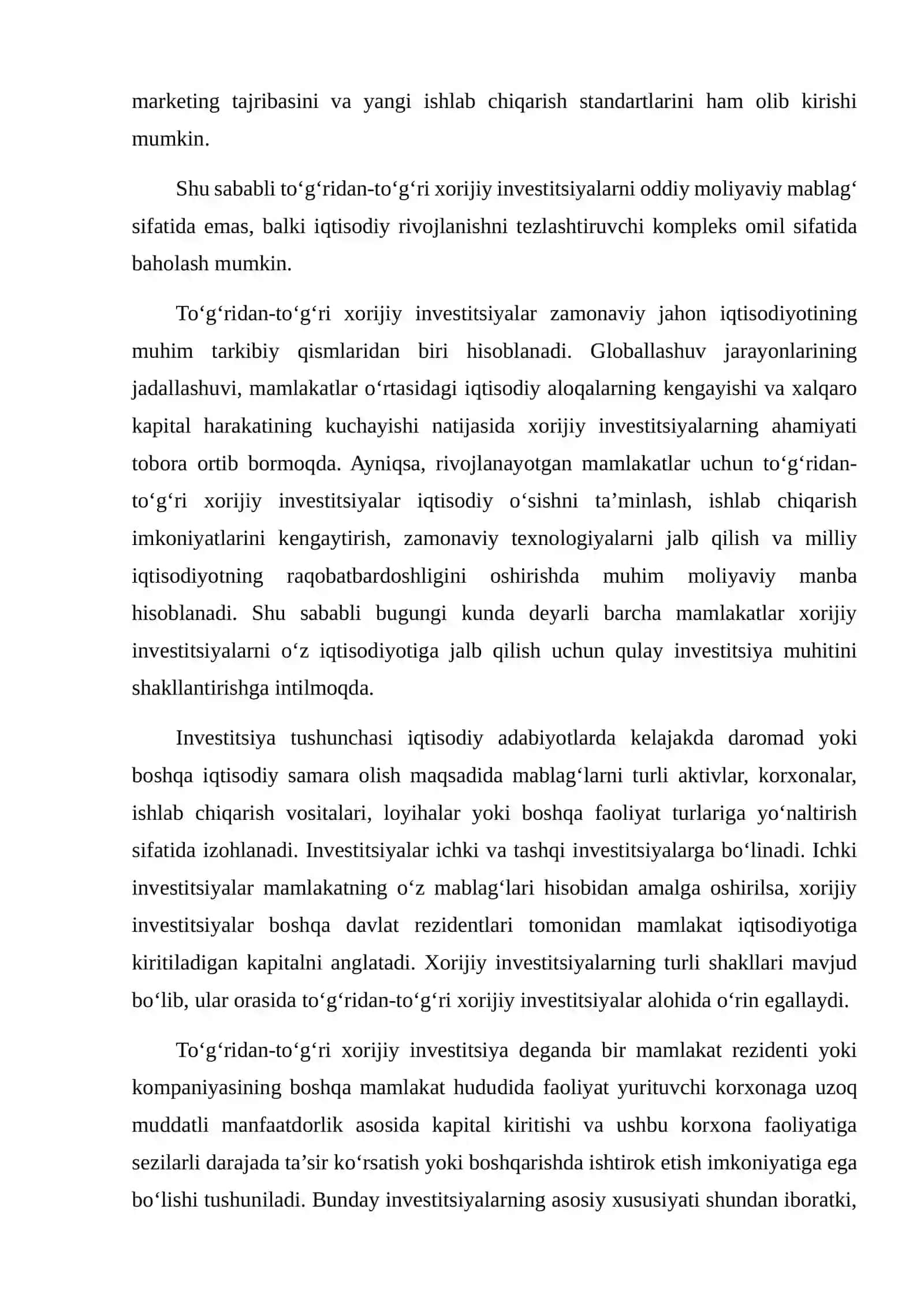 To‘g‘ridan-to‘g‘ri xorijiy investitsiyalarning iqtisodiy rivojlanishga ta’sirini tahlil qilish 4