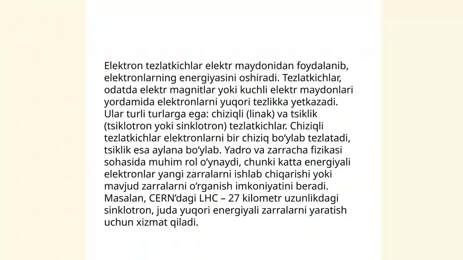 Elektron tezlatkichlar turlari va ularning tibbiyotda qo‘llanilishi 4