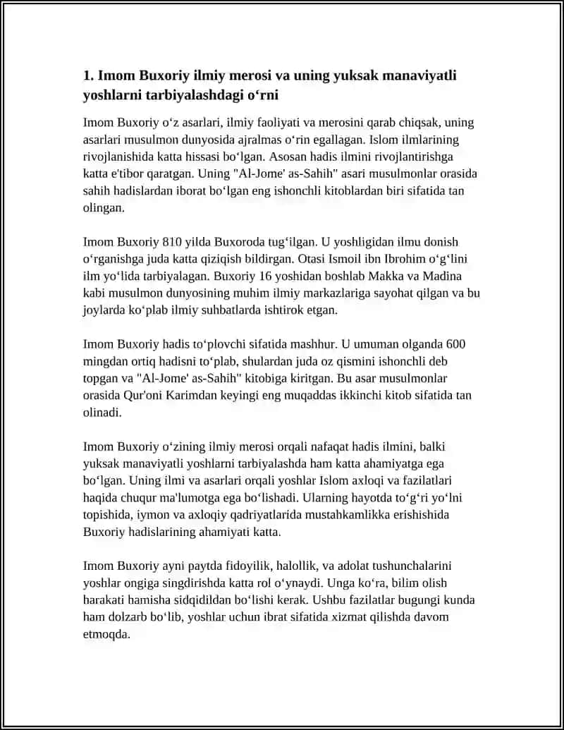 Imom Buxoriy ilmiy merosi va uning yuksak manaviyatli yoshlarni tarbiyalashdagi o‘rni 4
