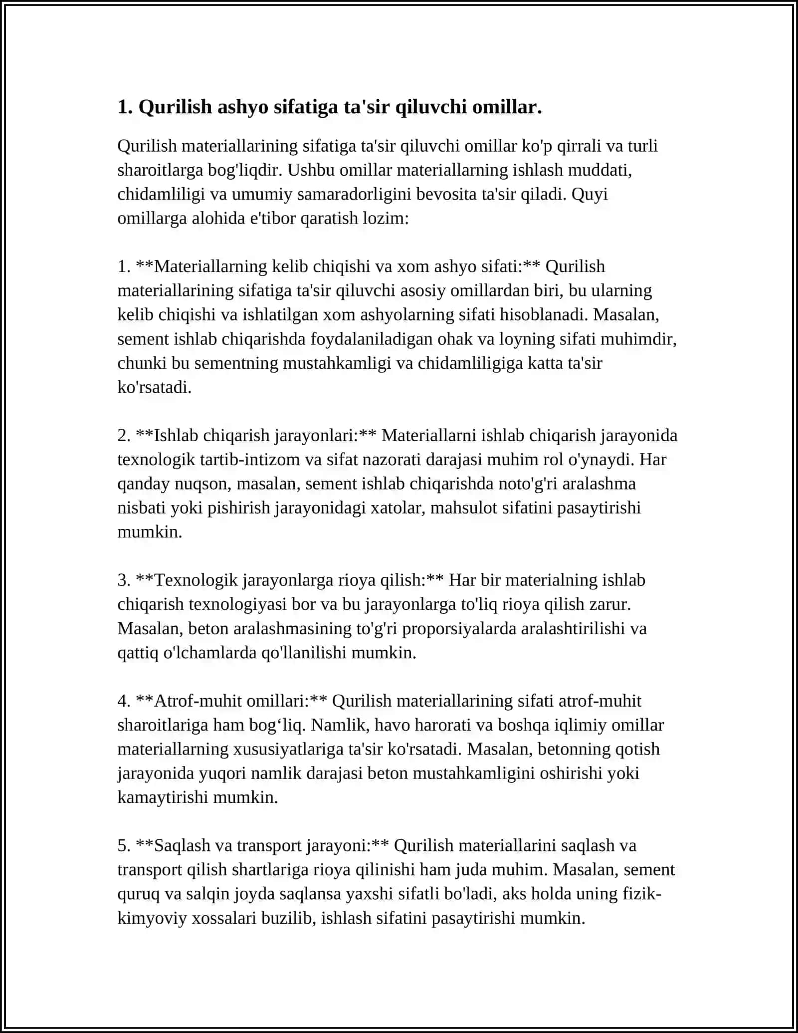 YER OSTI VA USTIDAGI QURILISH ASHYOLARIDAGI NUQSONLAR. QUYMA YAXLIT TEMIRBETONDAGI AYRIM NUQSONLAR 4