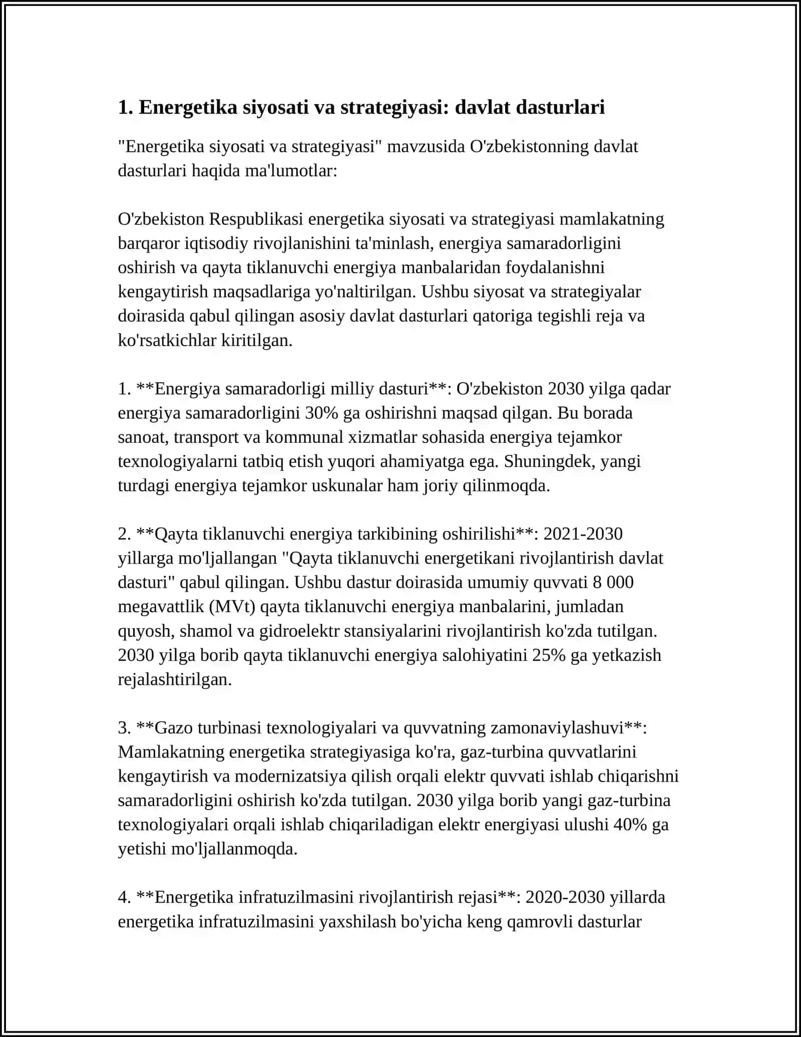 OʻZBEKISTONDA ELEKTR ENERGIYASINI RIVOJLANTIRISH 4
