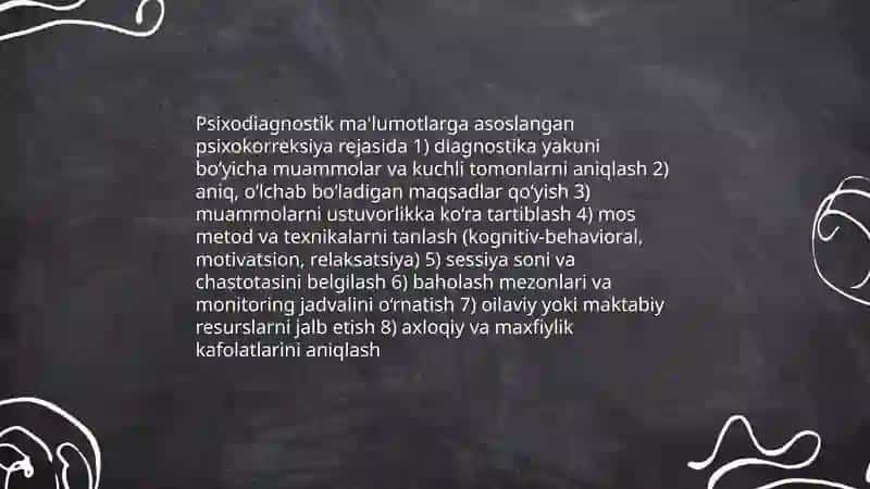 Psixodiagnostika va psixokorreksiyaning o‘zaro munosabati 4