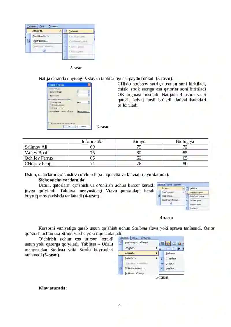MICROSOFT WORD DASTURI YORDAMIDA MATNLARNI TAXRIRLASH ASOSLARI 4